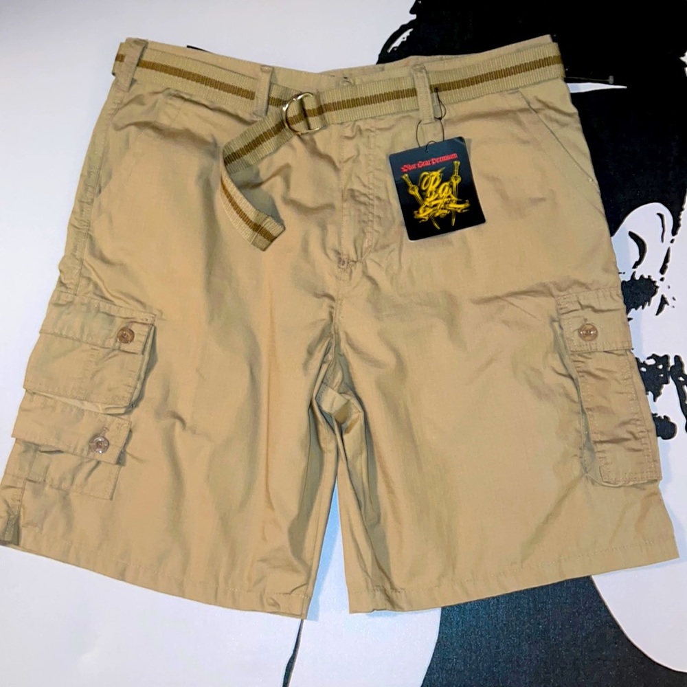 Blue Gear | Men’s Khaki Belted Cargo Shorts​